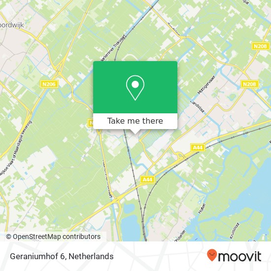 Geraniumhof 6, 2215 MJ Voorhout Karte