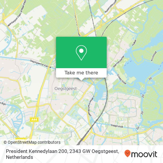 President Kennedylaan 200, 2343 GW Oegstgeest Karte