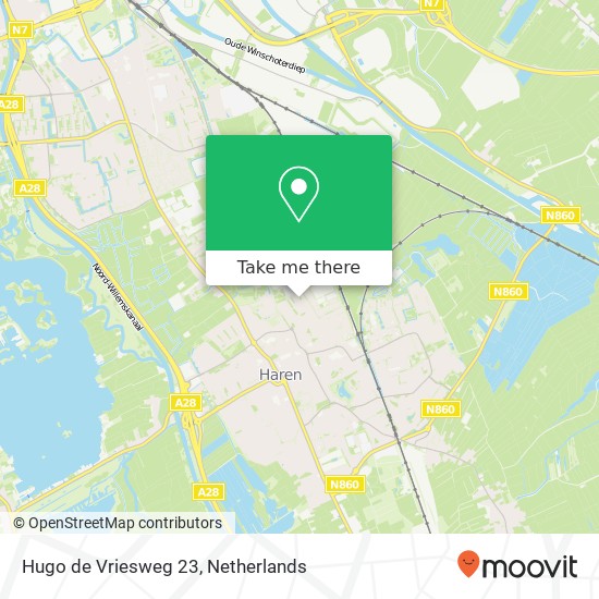 Hugo de Vriesweg 23, 9751 PP Haren map