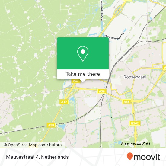 Mauvestraat 4, 4703 CX Roosendaal Karte