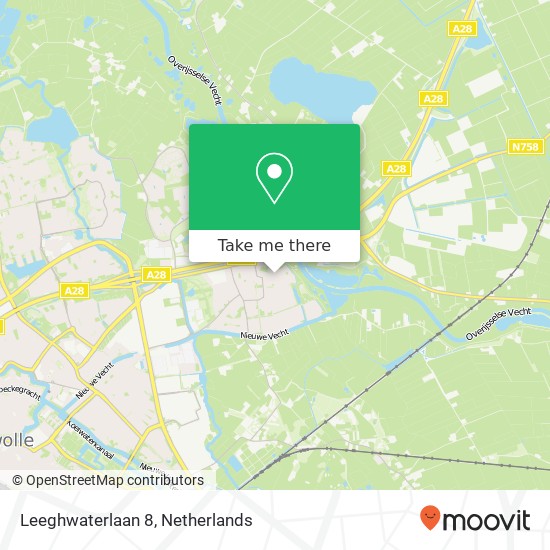 Leeghwaterlaan 8, 8024 DZ Zwolle Karte