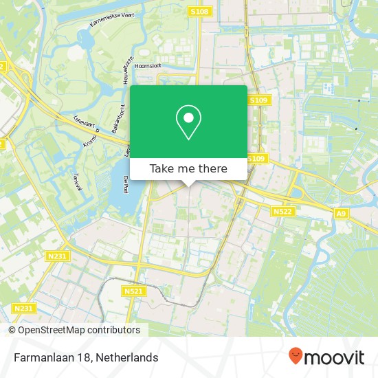 Farmanlaan 18, 1185 EL Amstelveen Karte