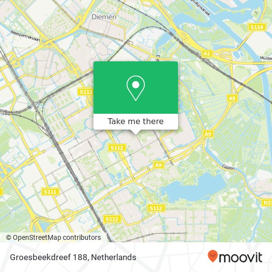 Groesbeekdreef 188, 1104 PV Amsterdam map