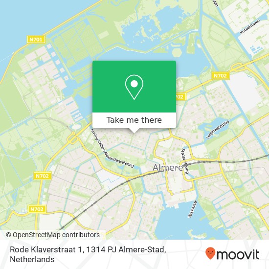 Rode Klaverstraat 1, 1314 PJ Almere-Stad Karte