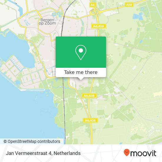 Jan Vermeerstraat 4, 4625 AW Bergen op Zoom Karte