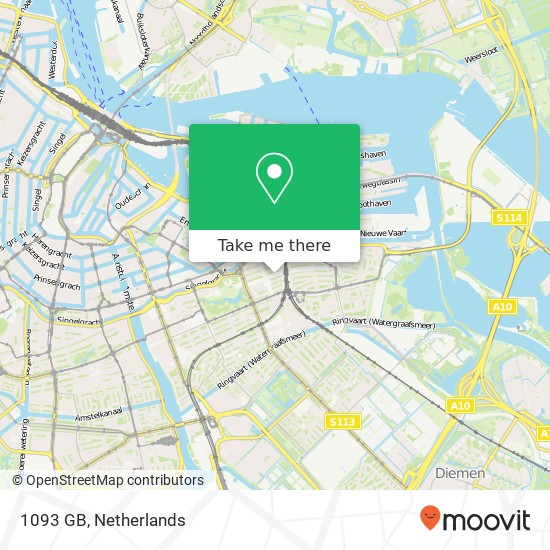 1093 GB, 1093 GB Amsterdam, Nederland map