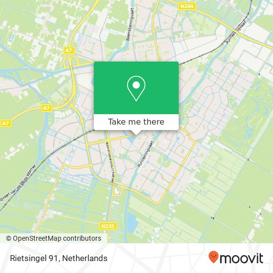 Rietsingel 91, 1441 NM Purmerend Karte