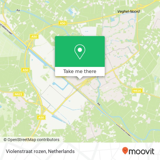 Violenstraat rozen, 5462 BJ Veghel Karte