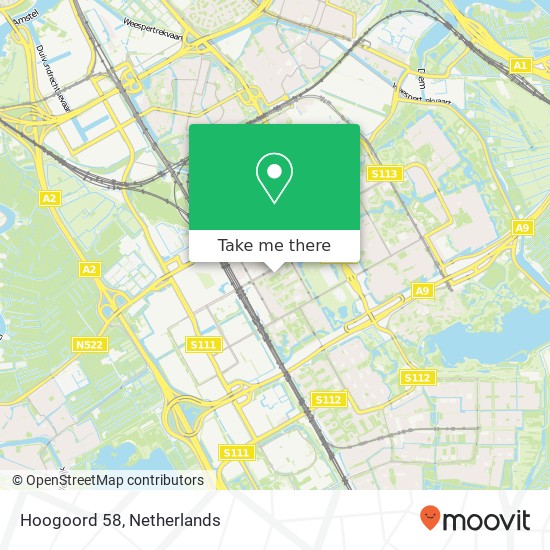 Hoogoord 58, 1102 CC Amsterdam Karte