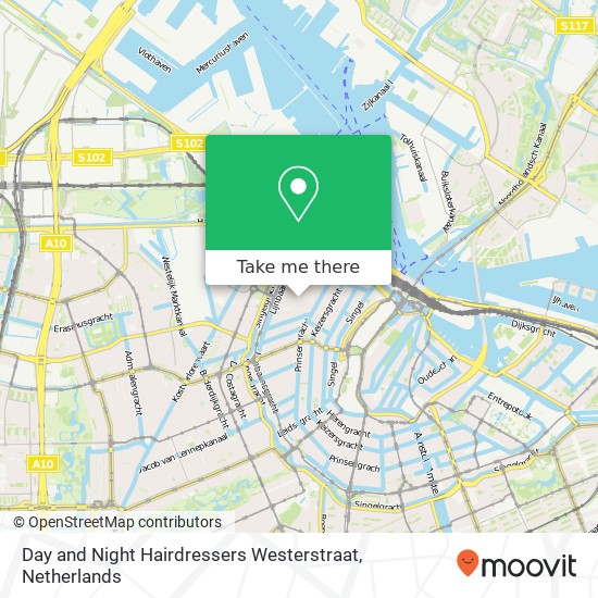 Day and Night Hairdressers Westerstraat map
