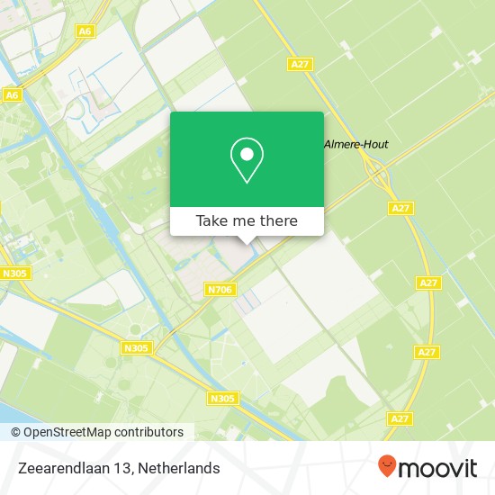 Zeearendlaan 13, 1343 CG Almere-Hout map