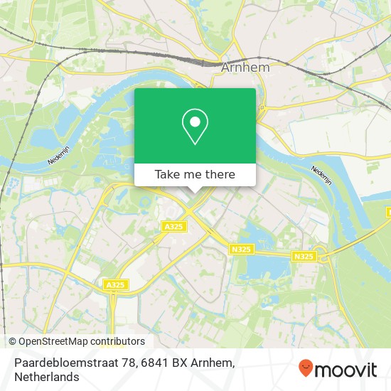 Paardebloemstraat 78, 6841 BX Arnhem Karte