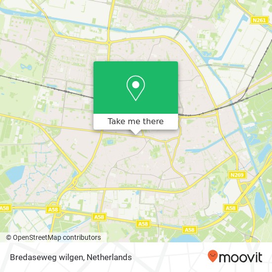 Bredaseweg wilgen, 5038 PC Tilburg Karte
