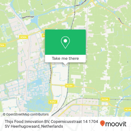 Thijs Food Innovation BV, Copernicusstraat 14 1704 SV Heerhugowaard map