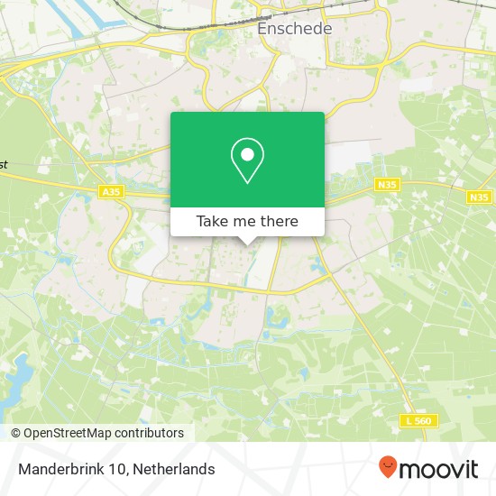 Manderbrink 10, 7544 WT Enschede Karte