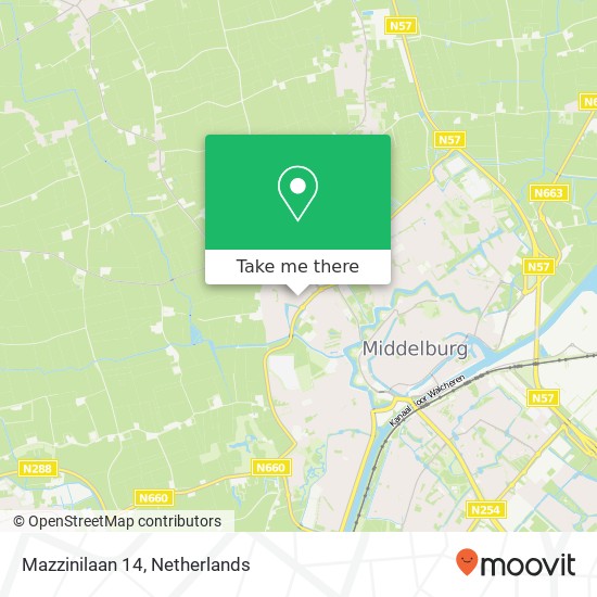 Mazzinilaan 14, 4334 GM Middelburg Karte