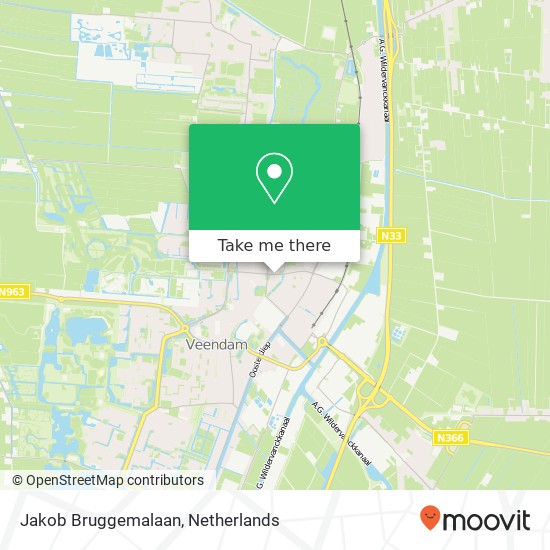 Jakob Bruggemalaan, Jakob Bruggemalaan, Veendam, Nederland map