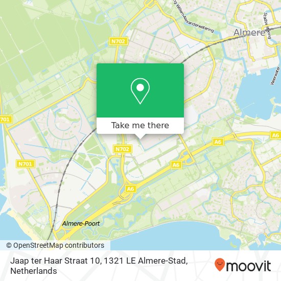 Jaap ter Haar Straat 10, 1321 LE Almere-Stad Karte