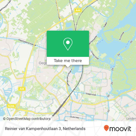 Reinier van Kampenhoutlaan 3, 2343 HS Oegstgeest map