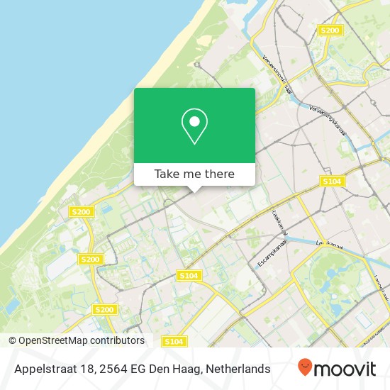 Appelstraat 18, 2564 EG Den Haag Karte