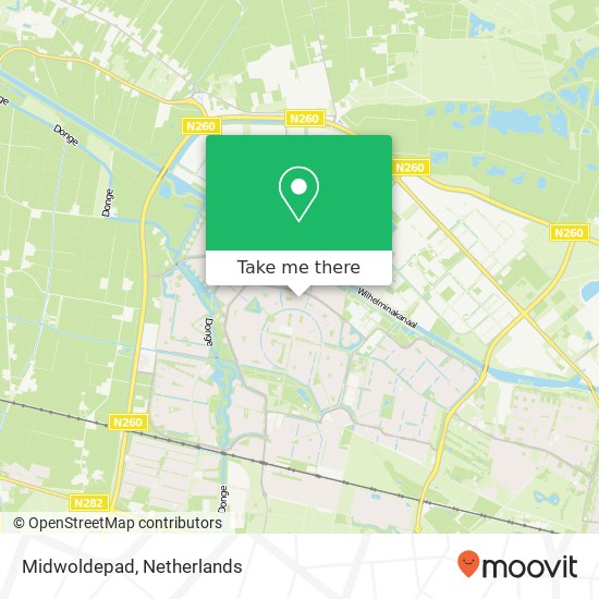 Midwoldepad, 5045 JK Tilburg Karte