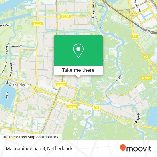 Maccabiadelaan 3, 1183 VB Amstelveen map