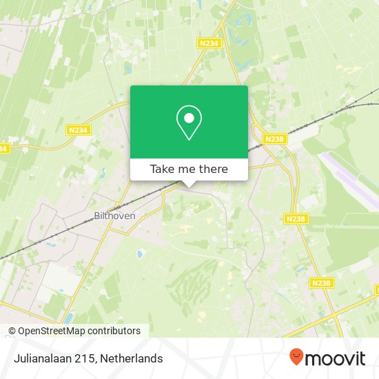 Julianalaan 215, 3722 GK Bilthoven map