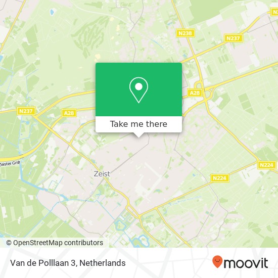 Van de Polllaan 3, 3705 CV Zeist map