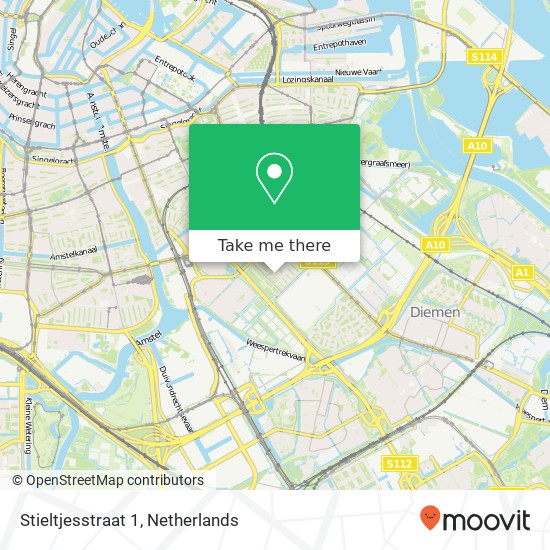 Stieltjesstraat 1, 1097 LD Amsterdam map