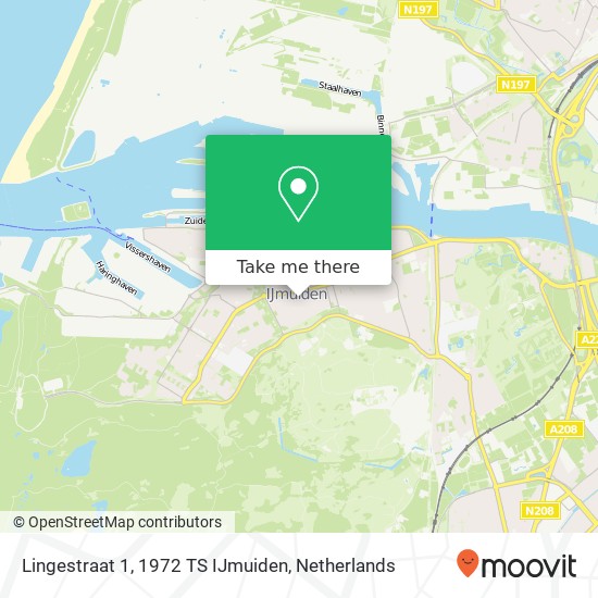 Lingestraat 1, 1972 TS IJmuiden map