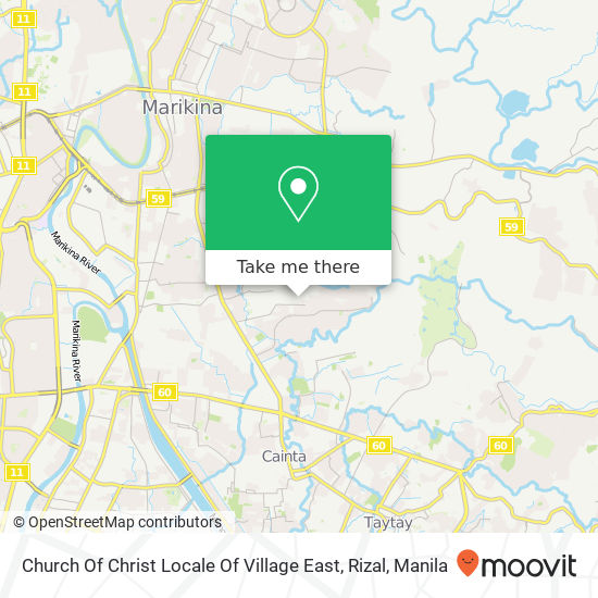 Church Of Christ Locale Of Village East, Rizal map