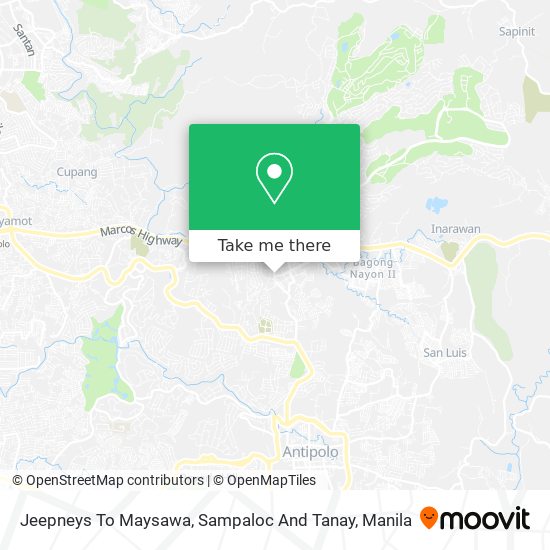 Jeepneys To Maysawa, Sampaloc And Tanay map