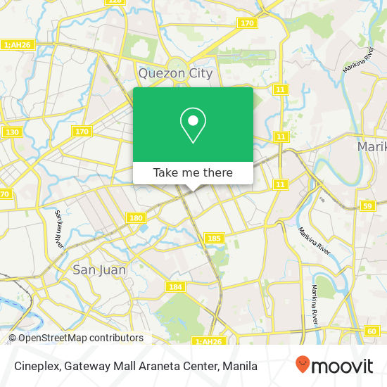 Cineplex, Gateway Mall Araneta Center map