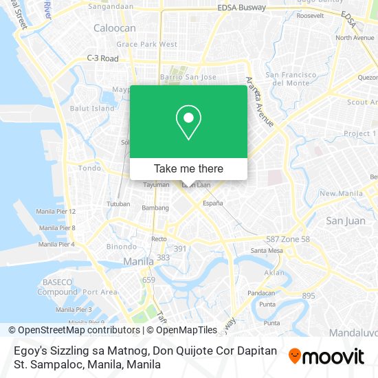 Egoy's Sizzling sa Matnog, Don Quijote Cor Dapitan St. Sampaloc, Manila map