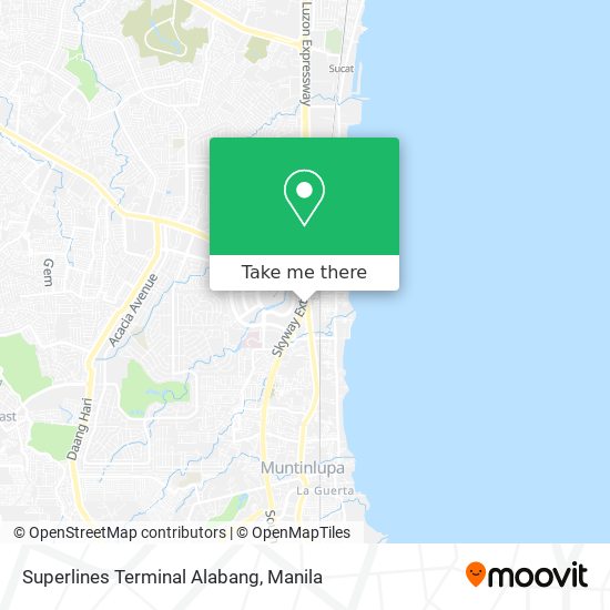 How to get to Superlines Terminal Alabang in Muntinlupa by Bus or Train?