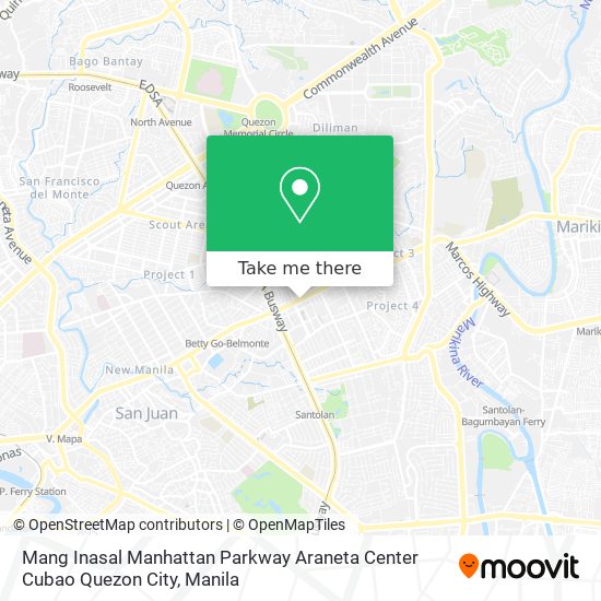 Mang Inasal Manhattan Parkway Araneta Center Cubao Quezon City map
