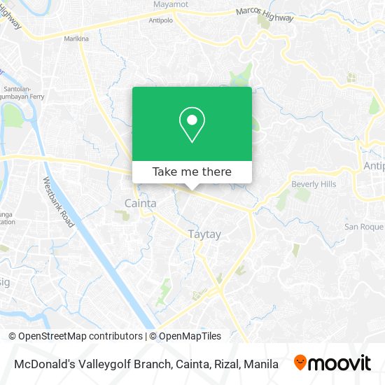 McDonald's Valleygolf Branch, Cainta, Rizal map