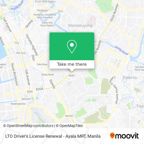 LTO Driver's License Renewal - Ayala MRT map