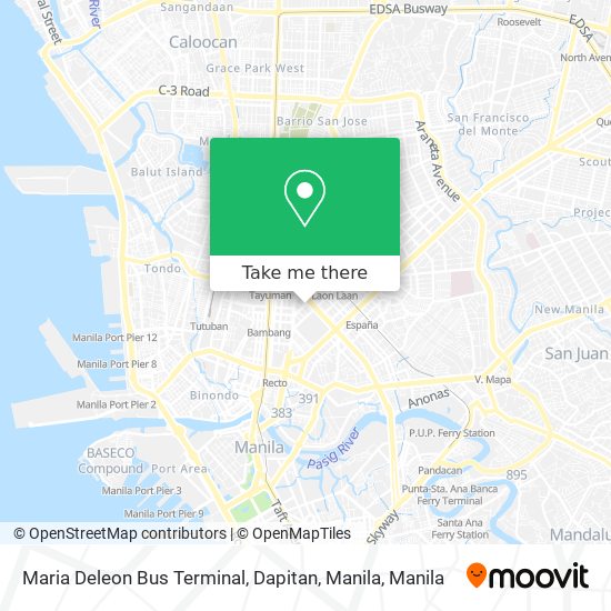 Maria Deleon Bus Terminal, Dapitan, Manila map