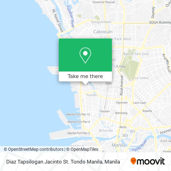 Diaz Tapsilogan Jacinto St. Tondo Manila map