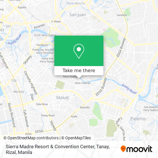 Sierra Madre Resort & Convention Center, Tanay, Rizal map