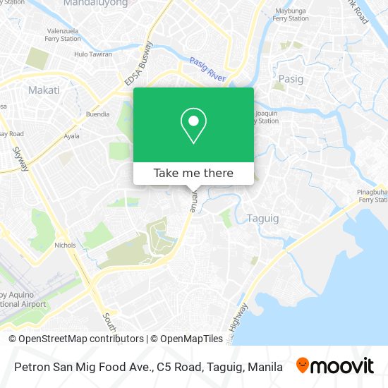 Petron San Mig Food Ave., C5 Road, Taguig map