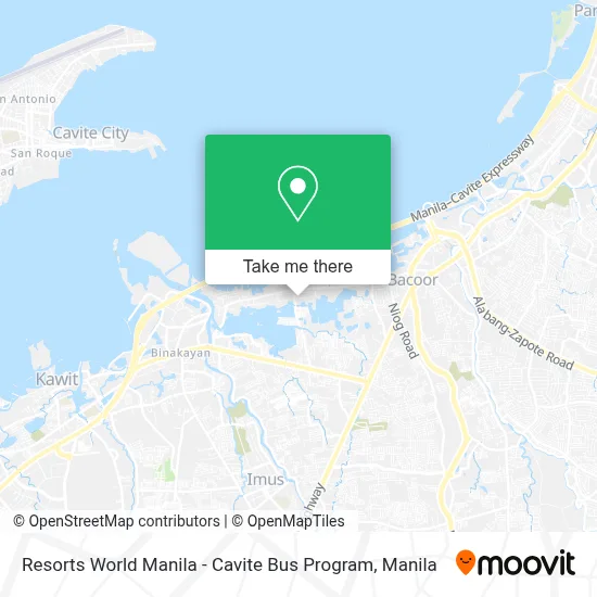 Resorts World Manila - Cavite Bus Program map