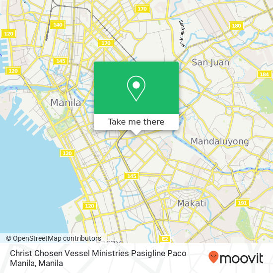 Christ Chosen Vessel Ministries Pasigline Paco Manila map