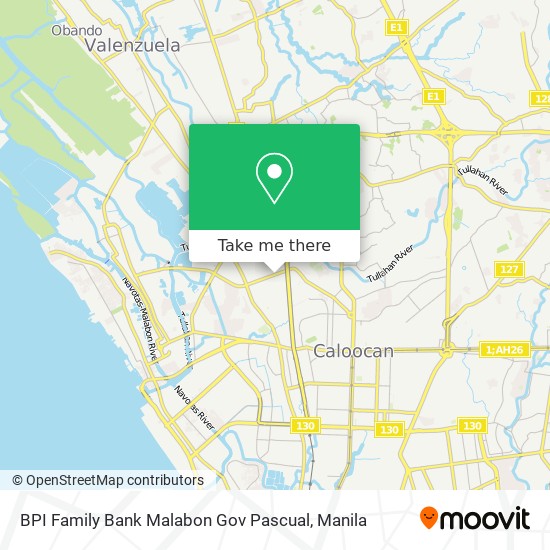 BPI Family Bank Malabon Gov Pascual map