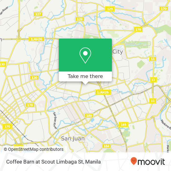 Coffee Barn at Scout Limbaga St map