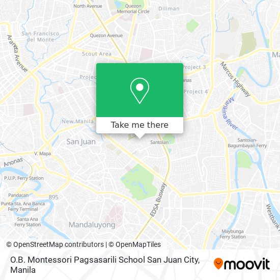 O.B. Montessori Pagsasarili School San Juan City map