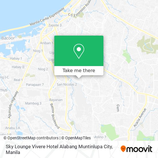 Sky Lounge Vivere Hotel Alabang Muntinlupa City map