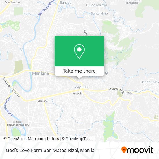 God's Love Farm San Mateo Rizal map
