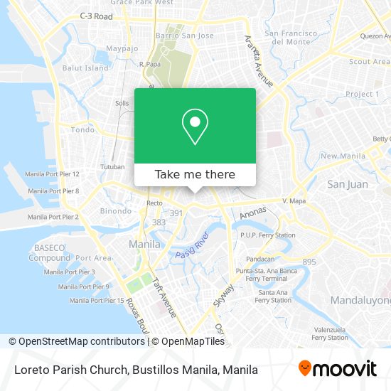 Loreto Parish Church, Bustillos Manila map